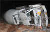 Cement mixer truck overturns near Natekal; miraculous escape for driver